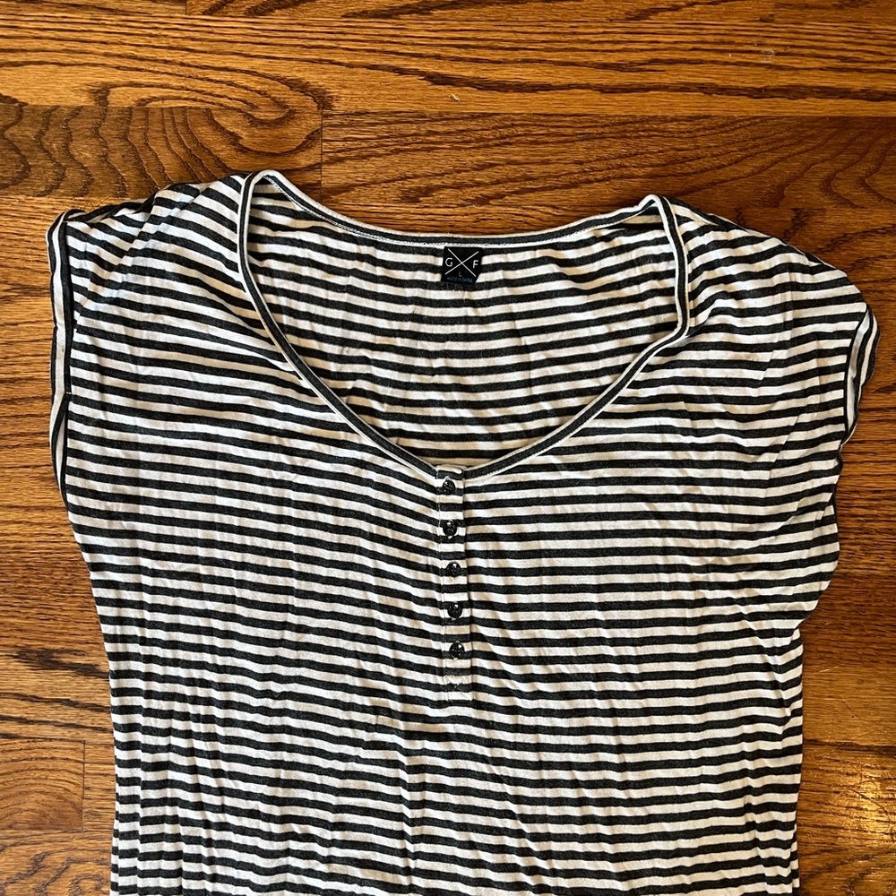 Gentle Fawn Black and White Striped Maxi Dress